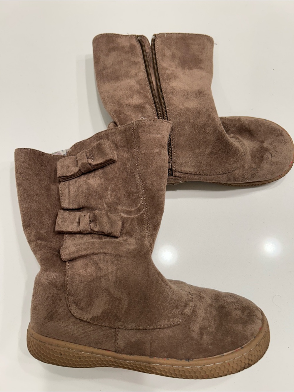 Livie & Luca Girls Brown Suede Bow Booties